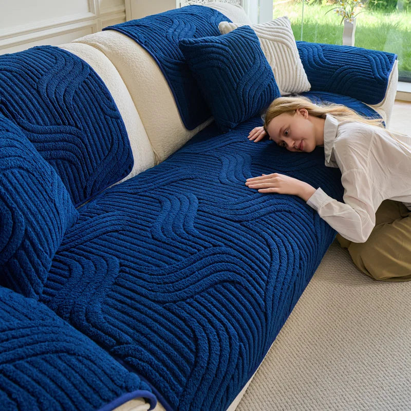 Sherpa Sofa Cover in Cobalt