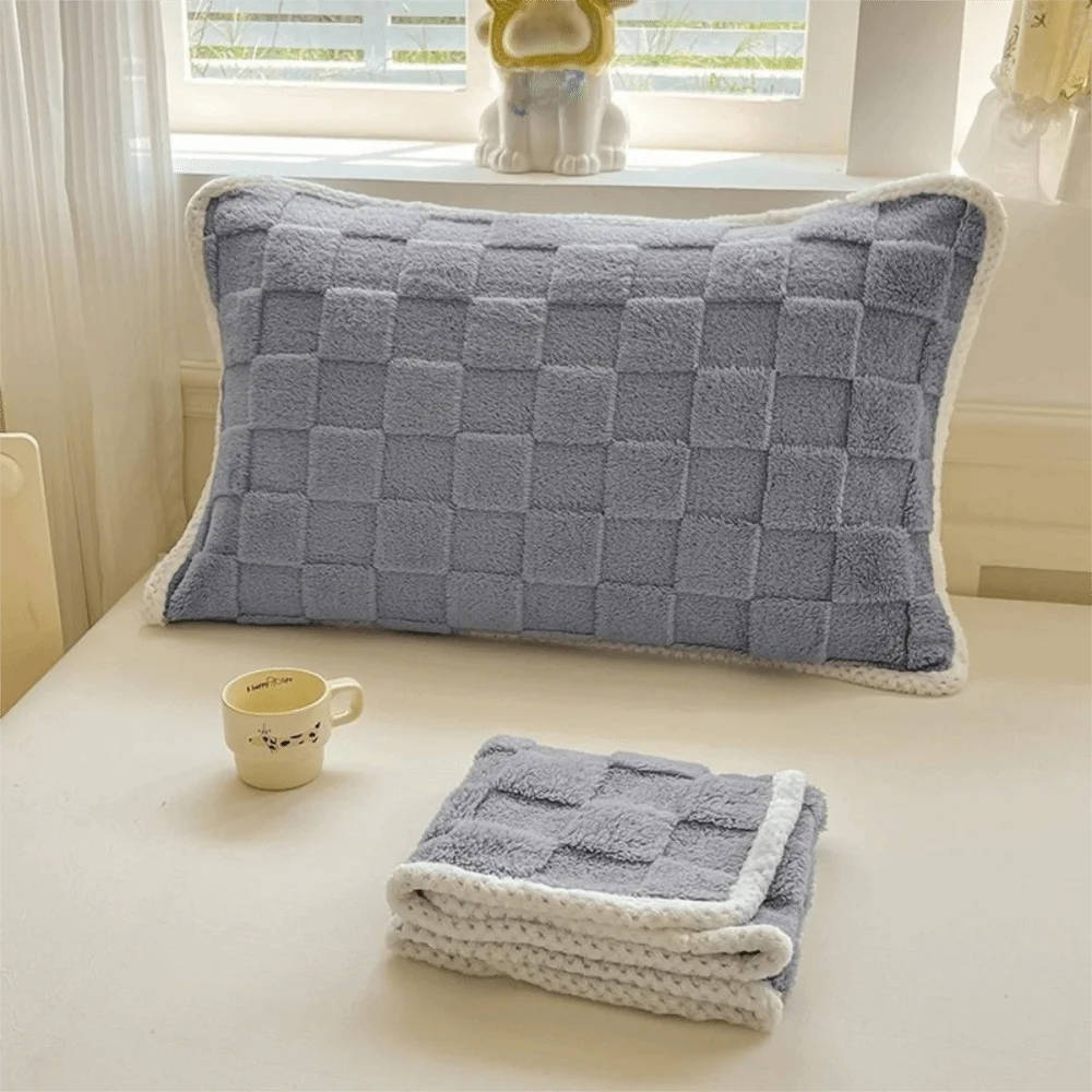 Plush Pillow Covers, grey cover on a pillow
