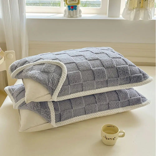 Plush Pillow Covers in Grey