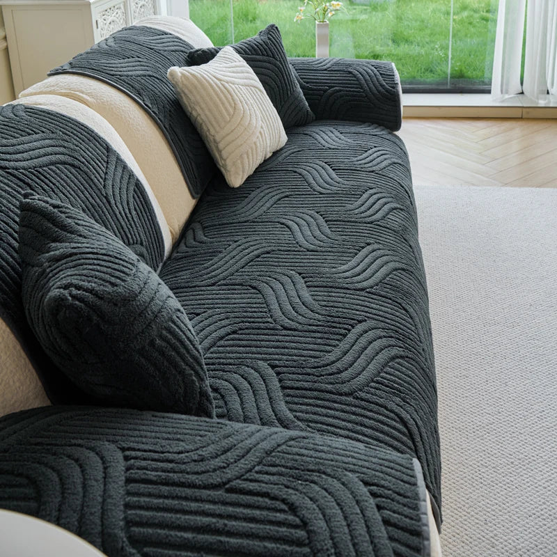 Sherpa Sofa Cover in Charcoal