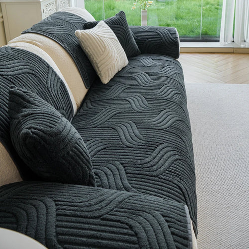 Sherpa Sofa Cover in Charcoal