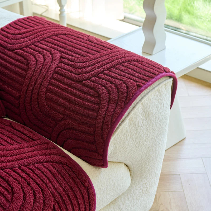 Sherpa Sofa Cover, on a sofa arm