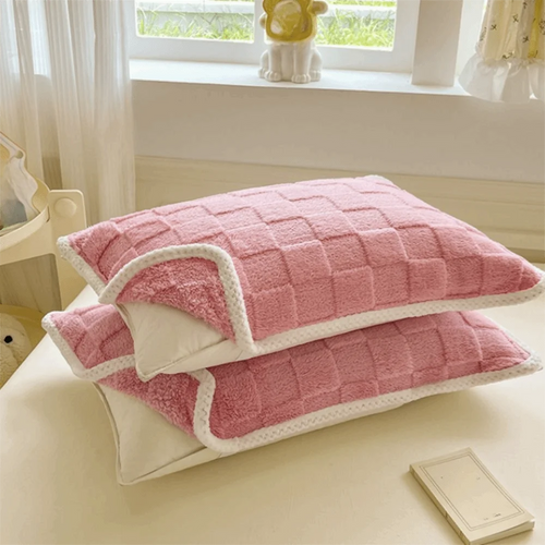 Plush Pillow Covers in Pink