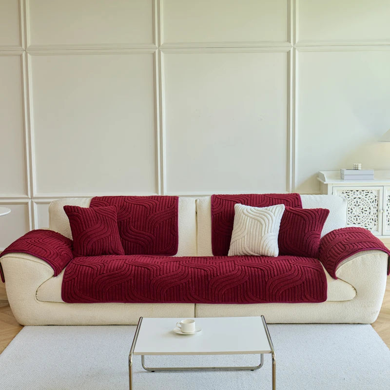 Sherpa Sofa Cover in Wine