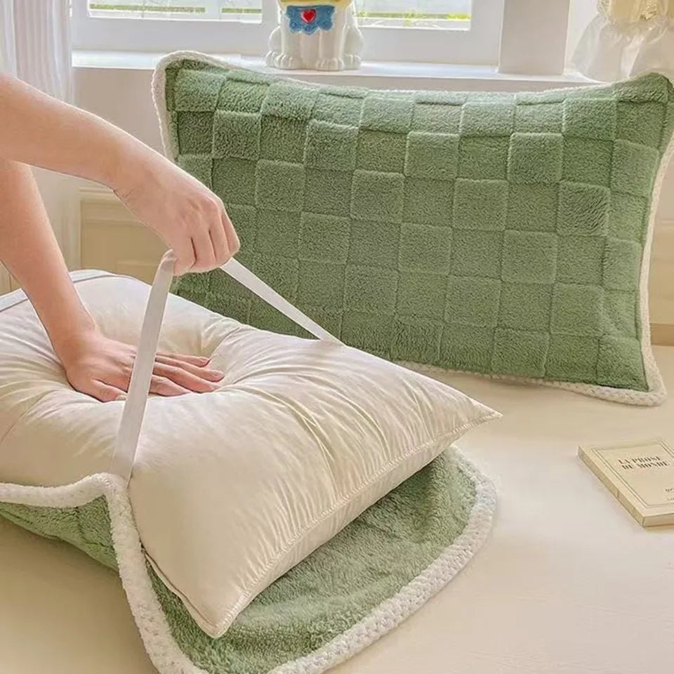 Plush Pillow Covers in Sage